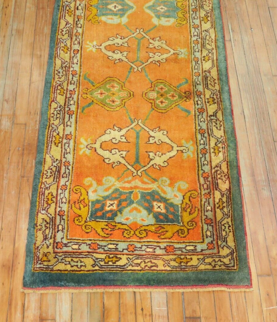 Antique Narrow Turkish Oushak Ushak Rug Runner 2'10''x15'8'' gallery