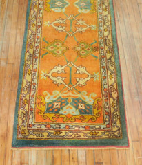 Antique Narrow Turkish Oushak Ushak Rug Runner 2’10”x15’8”