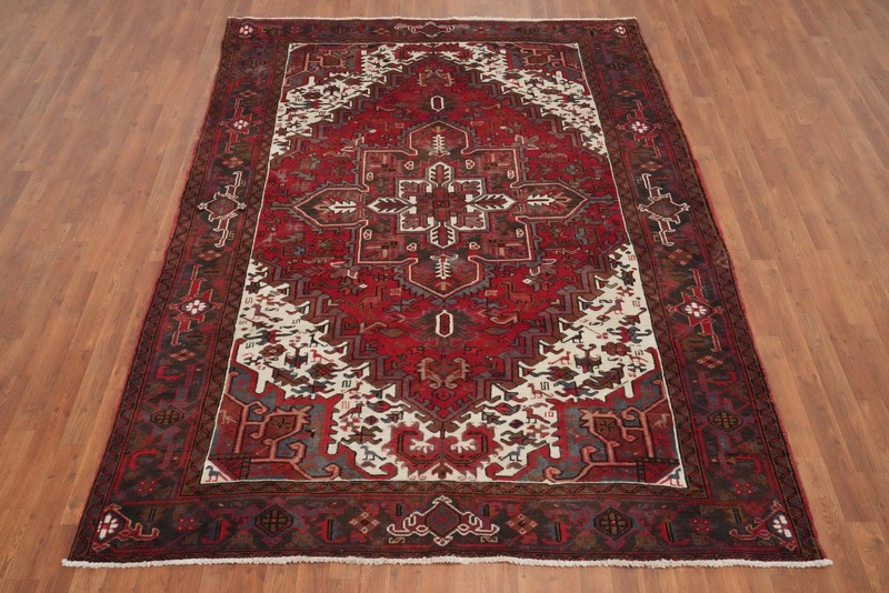 Handmade Wool Red Vegetable Dye Living Room Rug 7x9 Vintage Traditional Carpet gallery