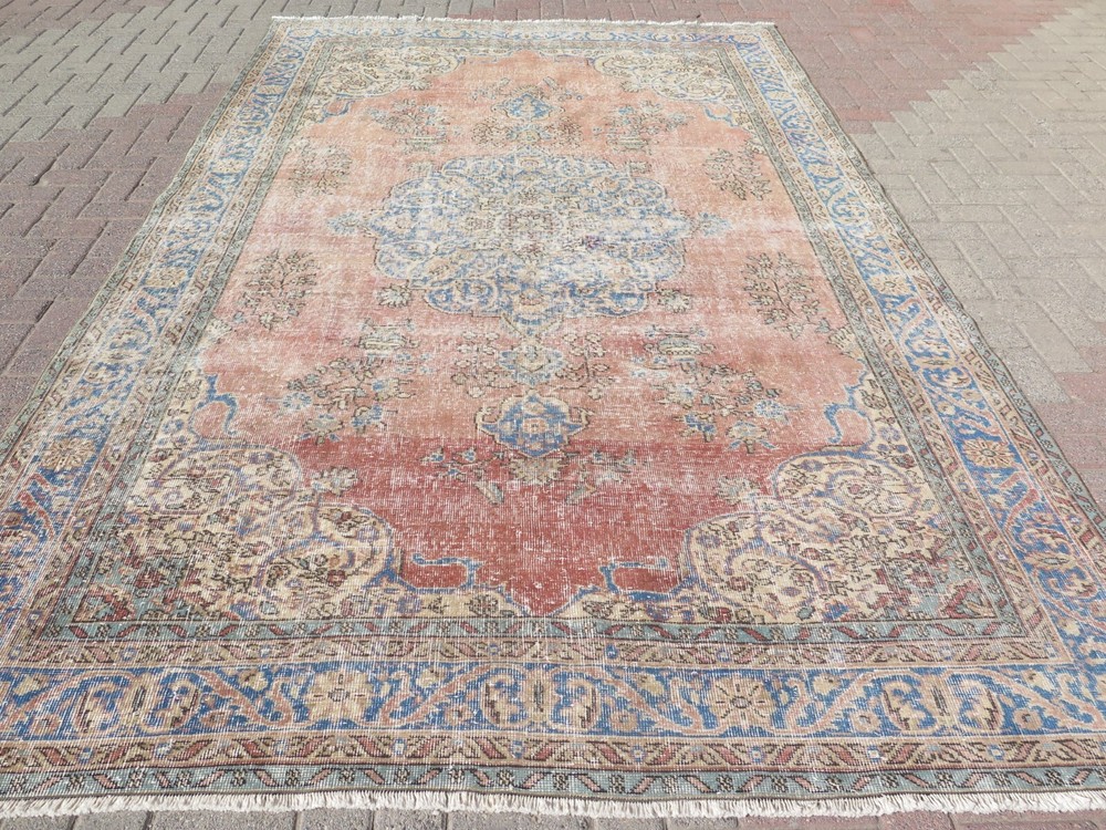 Oushak Carpet, Area Wool Rugs, Vintage Handmade Large Floor Carpet Rug 83"x132"