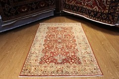 Fine Quality Handmade with Natural Wool Heriz Serapi Design RUST & CREAM COLORS