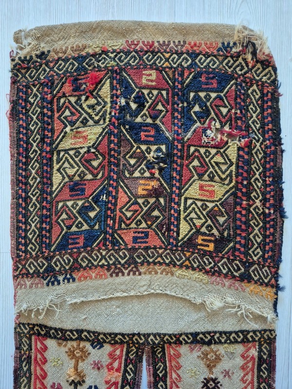 Antique Konya Karapinar Fragment Cicim Saddlebag 15"x53" Rare 100yo Textile Art gallery