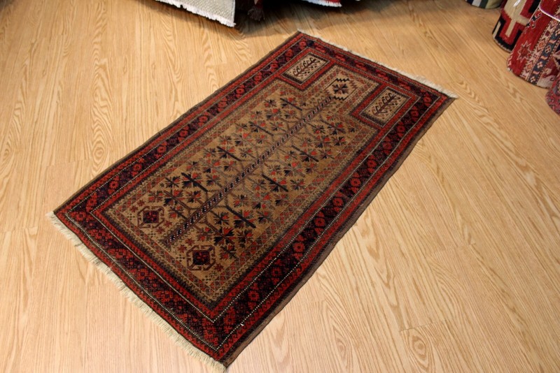 _ANTIQUE_BLEUCH_RUG_3' x 5' Tribal 19th Century Afghan Prayer Rug 2'9" x 4'9" gallery