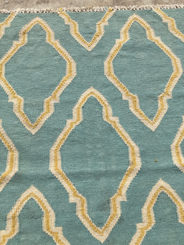 Vintage Traditional Handmade Geometric Flat Wool Kilim Floor Rug 156x109 cm gallery