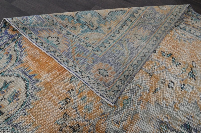 Oushak Turkish Vintage Rug 5x10 Kilim Rug Anatolian Handmade Boho Decor ORANGE gallery