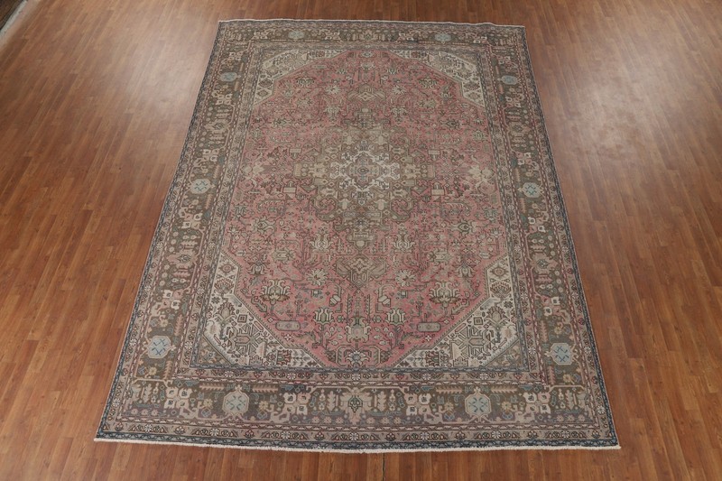 Distressed Pink Area Rug 9x13 Traditional Hand-knotted Wool Vintage Carpet gallery