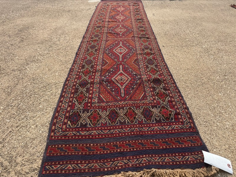 2x9 VINTAGE TRIBAL RUNNER RUG handmade Soumak kazak geometric heriz handwoven ft gallery