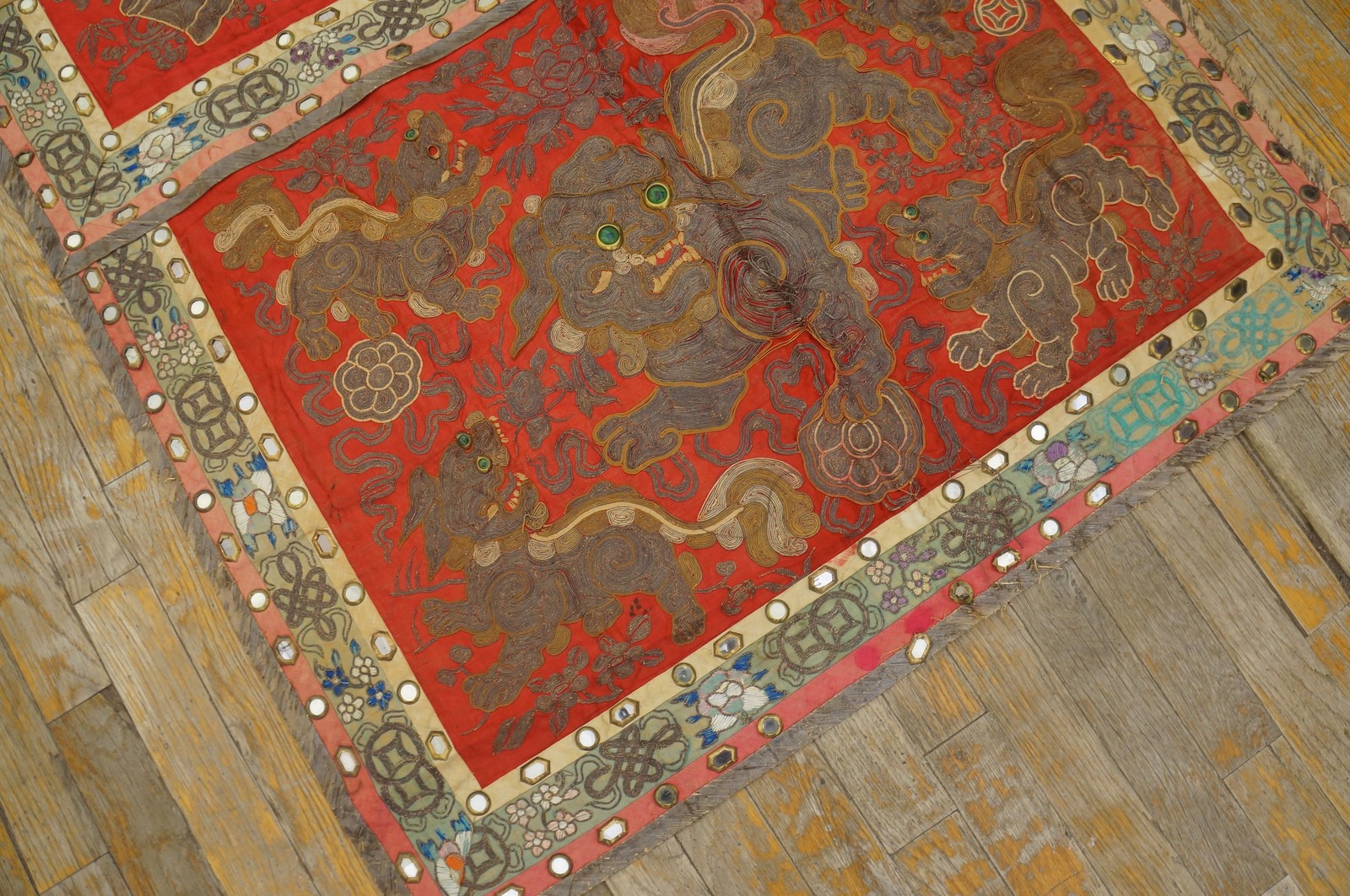2X3 Antique Chinese Textiles Wool Area Rug 1925 gallery