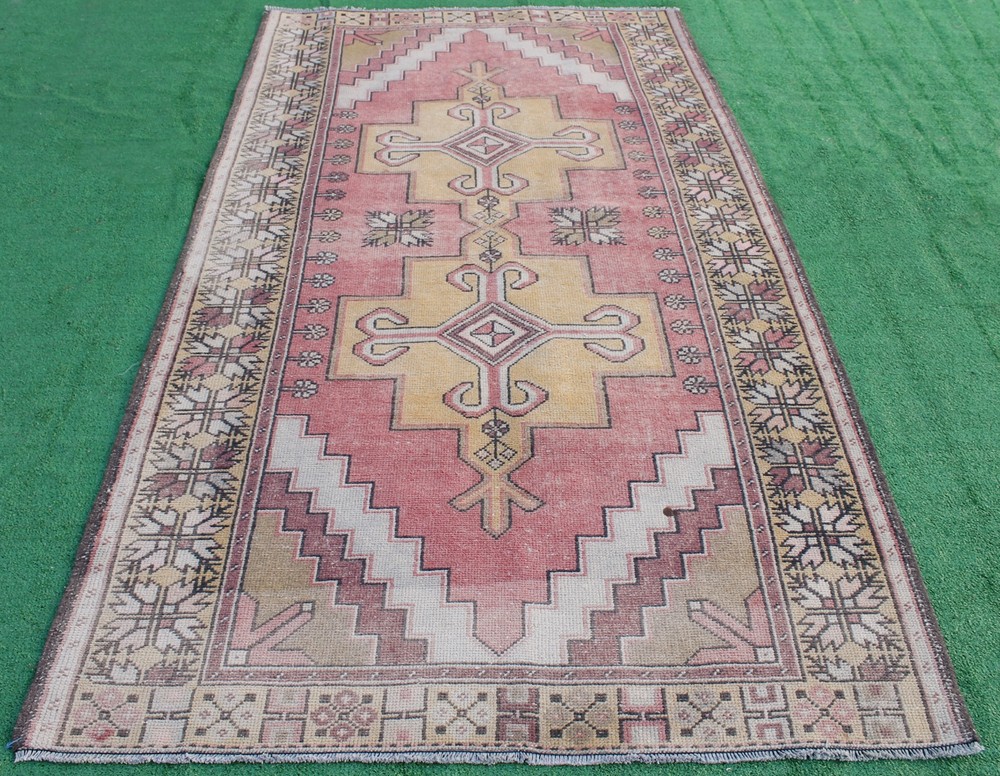 Turkish Rug 58''x110'' Vintage Light Muted Color Rug Oushak Carpet 150x280cm 4x9