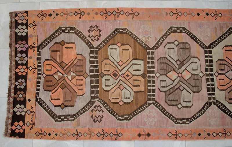 Vintage Turkish Rug Runner Handmade Halway Kitchen Decor Kilim Rug 4x13 approx gallery