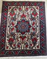 Vintage Handmade Top Quality Oriental Accent Rug, Rose Flower, 2×3