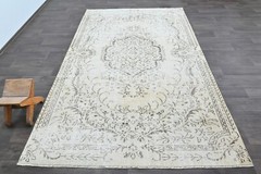 Oushak Turkish Vintage Rug 6×9 Kilim Rug Anatolian Handmade Boho Decor BEIGE