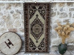 Hand-Knotted Turkish Rug 3×7 Brown Wool Traditional Carpet Muted Medium Size Rug