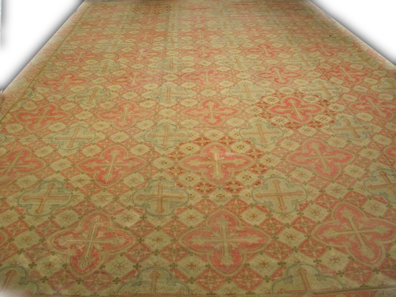 14'x18' Large Antique 19th Century Allover Geometric French Flatweave gallery
