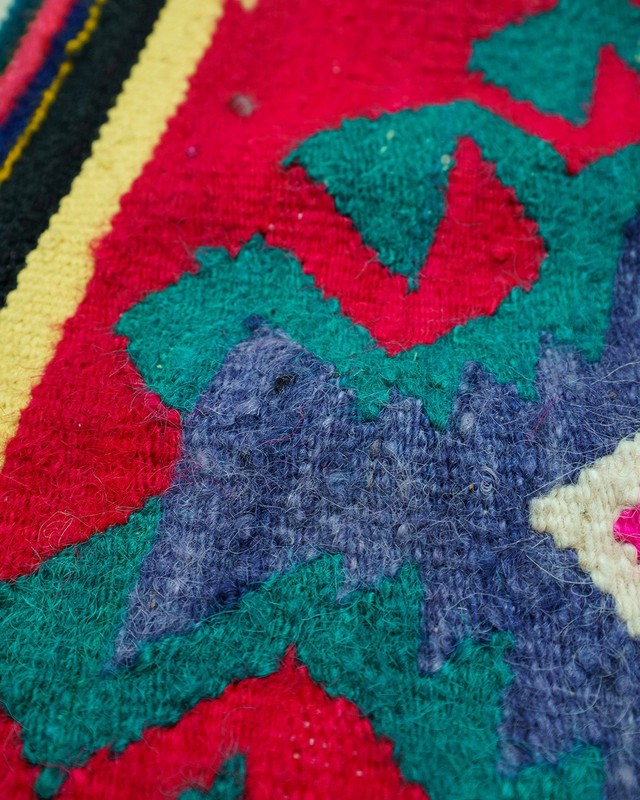 Oltenian Kilim Runner 100% Wool Geometric Neon Multicolor 1970s Romania 13x5ft gallery