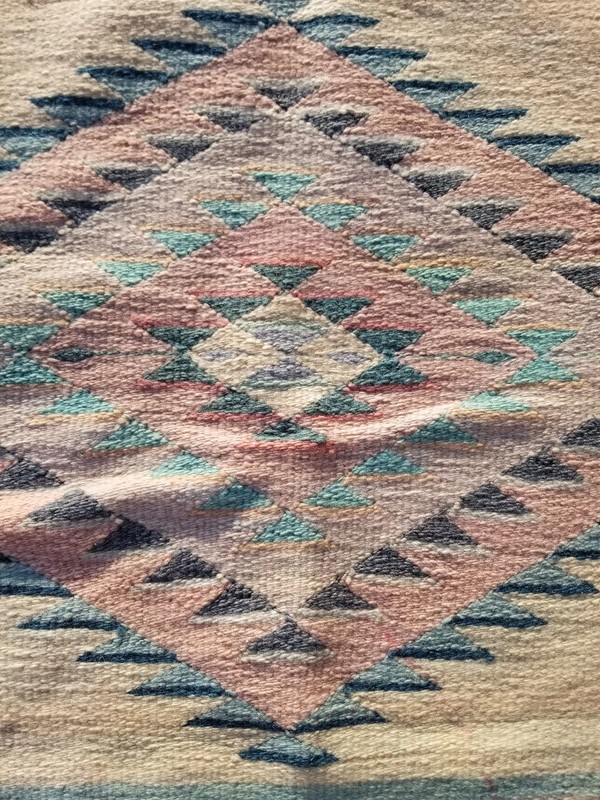 Distressed Vintage Traditional Handmade Mexican Wool Multicolor Kilim 4.5x2.5 ft gallery