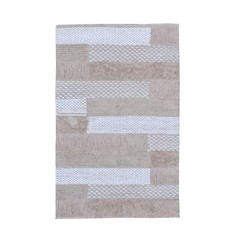 Hand woven 4X6 Feet Fuzzy Beige And White Cotton Modern Indoor Outdoor Kilim