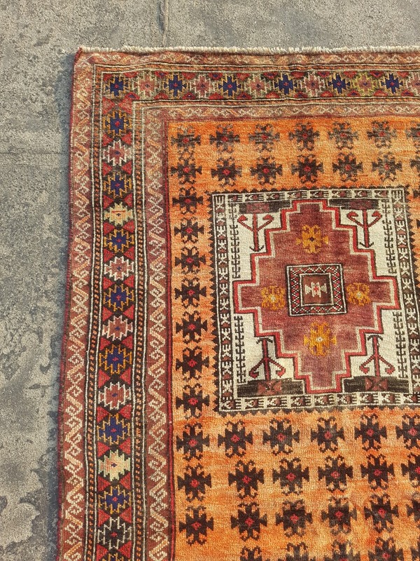 Vintage Hand Made Traditional Rug Oriental Wool Multicolor Carpet 205x110 cm gallery