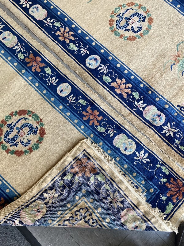 ANTIQUE CHINESE ART DECO RUG #9349and #9350 a pair 3x6 in perfect condition gallery