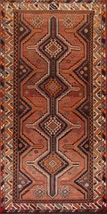 Handmade Vintage Tribal Wool Carpet Red Traditional Area Rug 5×10 Ft Geometric
