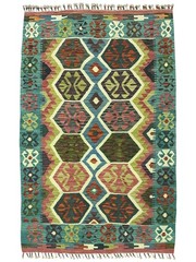 Hand-Woven Afghani Kilim Wool Rug 3’7″ x 5’1″