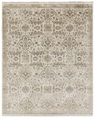 Floral Geometric Rug – Beige & Taupe Oriental Design 8×10 ft