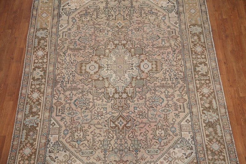 Geometric Traditional Living Room Muted Distressed Rug 7x10 Handmade Wool Carpet gallery