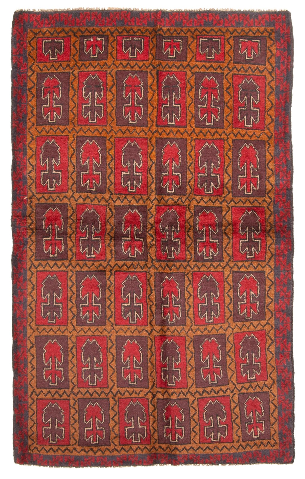 Vintage Geometric Area Rug 3'8" x 6'0" Traditional Hand-Knotted Wool Carpet gallery