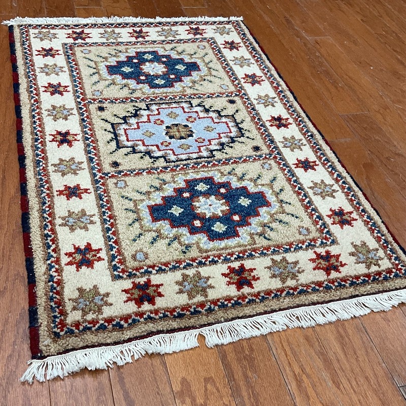Handmade Indo Kazak Wool Rug 2' X 3' gallery