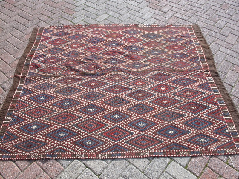 Square Kilim Rug , Vintage Boho Rug, Turkish Kilim Rug,Antique Natural Dye kelim gallery