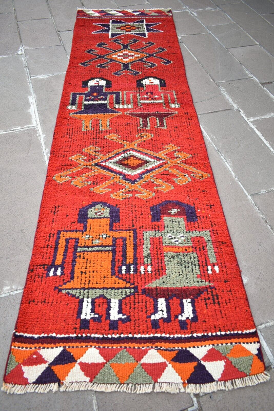 Vintage Turkish Runner Rug 34'' x 119'' Herki Hallway Rug Hand Knotted Area Rug gallery