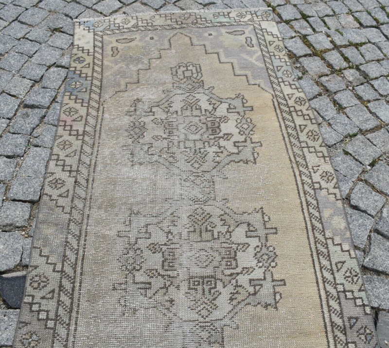 Vintage Turkish Rug 30'' x 109'' Muted Dye Oushak Rug Hand-knotted Hallway Rug gallery