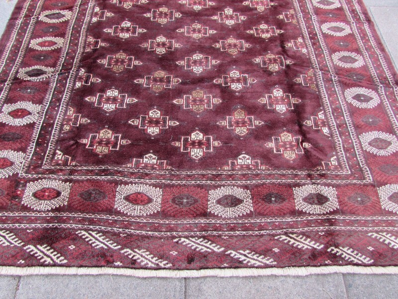 Vintage Hand Made Traditional Rug Oriental Wool Brown Maroon Carpet 332x223cm gallery