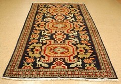 OLD, ANTIQUE RARE LANKORAN,BIRDS,ANIMALS KAZAK DESIGN CAUCASIAN RUG 4’8″ x 9’3″