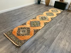 Kitchen Rug, Orange Runner Rug, Handmade Rug, Oriental Rug, 2.6 x 12.6 ft
