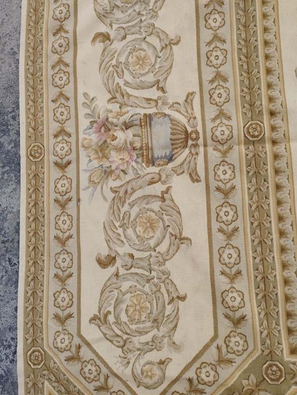Vintage French Aubusson Floral Needlepoint Multicolor Rug Wool Carpet 294x235 cm gallery