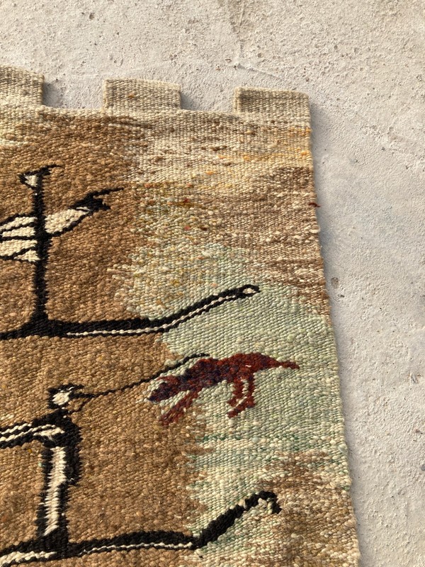 Vintage Traditional Handmade Mohair Afican Folk Floor Wool Tapertry Rug 84x65 cm gallery
