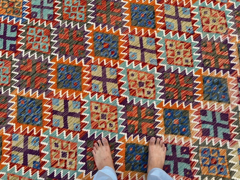 10x13 ft Large Handwoven Afghan Chobi Oriental Turkmen Geometric Wool Area Kilim gallery