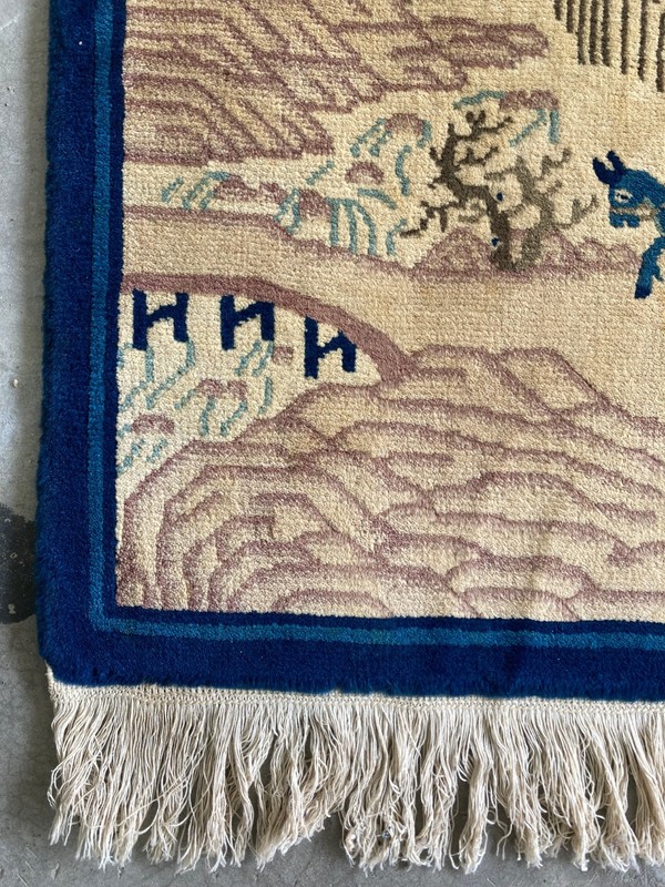 Vintage Chinese Peking Handmade Floral Multicolor Wool Rug Carpet 94x63 cm gallery