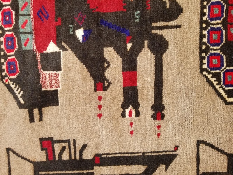 Vintage Traditional Handmade Afghan Rare War Wool Multicolor Kilim Rug 54x37 in gallery