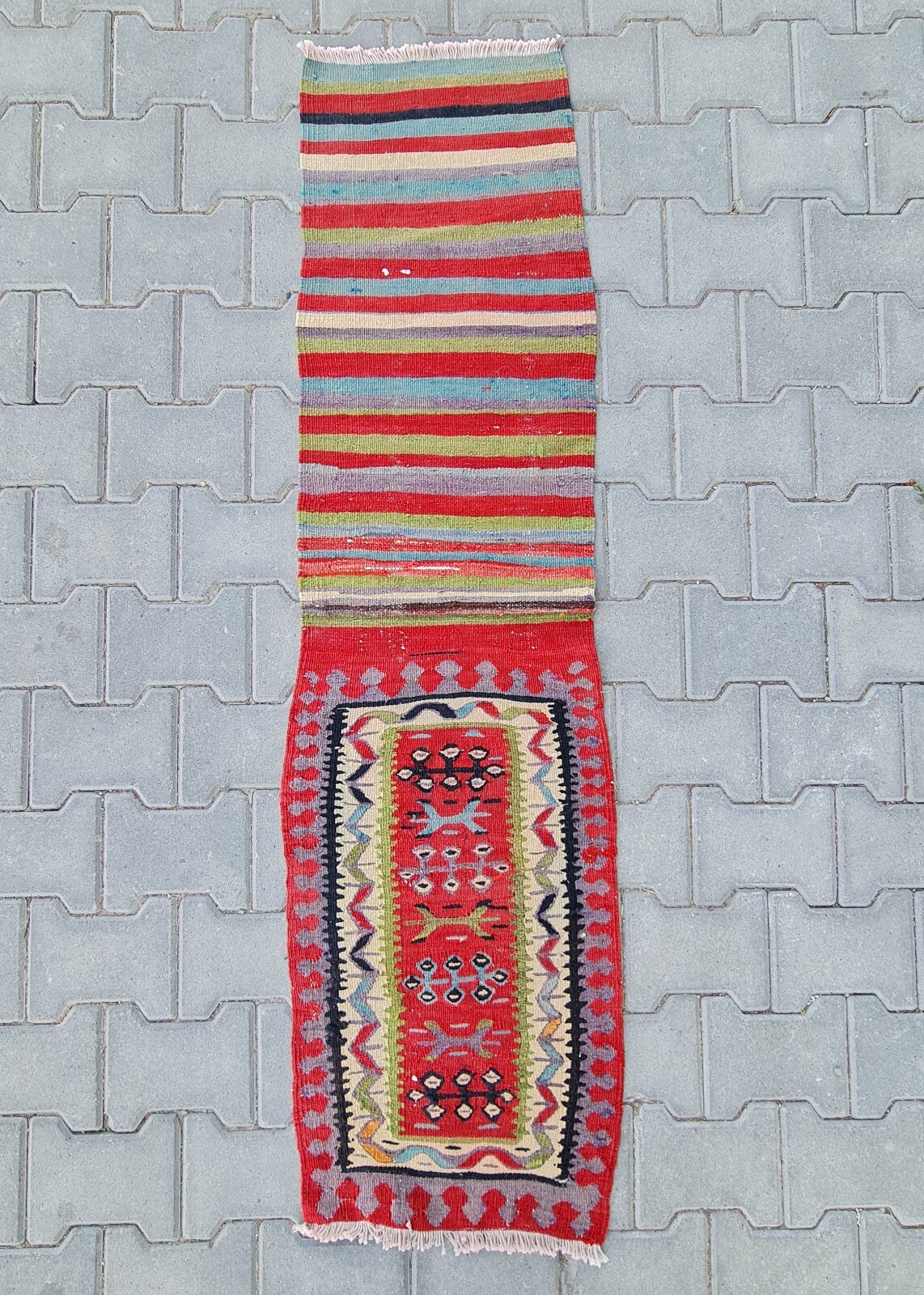 Antique Monastery Rug, Small unique rug, Kilim rug, tribal rug, hand woven Rug gallery