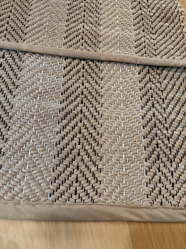 AMISH HAND LOOMED RAG TABLE RUNNER RUG SET 2 Tan No Fringe Farmhouse gallery