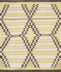 4’x5′ Ivory Beige Cream White , Yellow Antique Navajo Native American Flat Weave