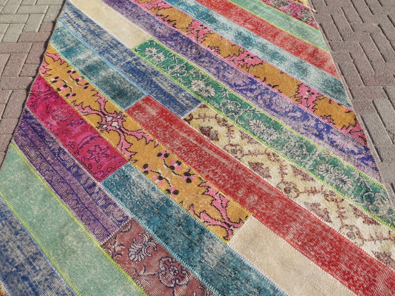 Handwoven Turkish Carpet, Multicolor Large Patchwork Teppiche, Boho Rugs 66"x91" gallery