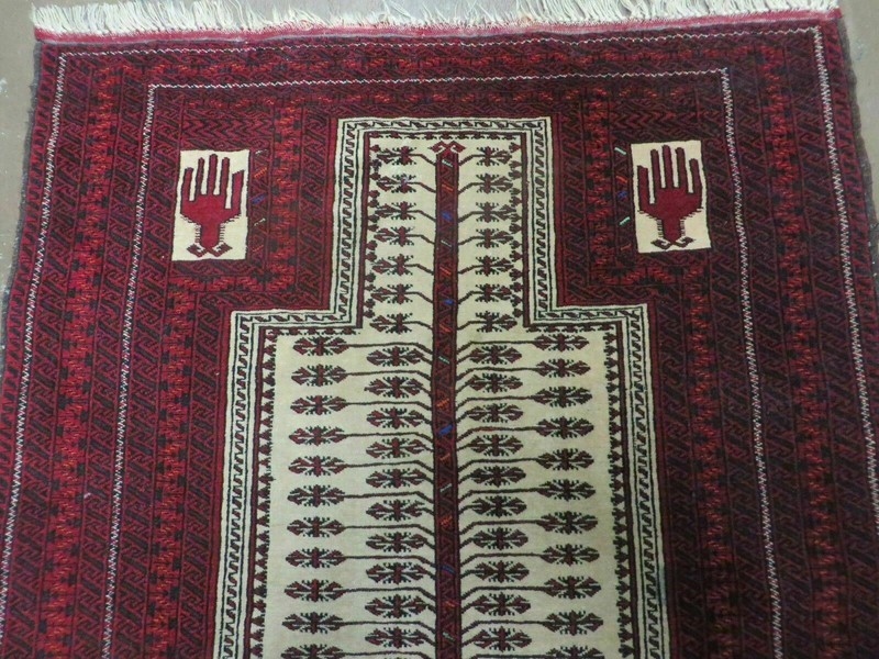 3' X 5' Antique Handmade Turkoman Balouchi Prayer Wool Rug Khamesh gallery