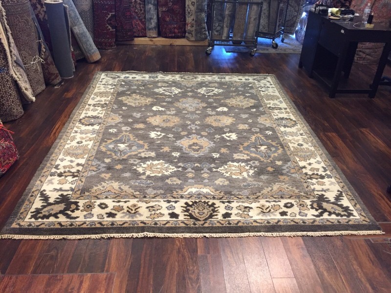 Blue Gray GenuineHand Knotted Oushak Heriz Geometric Area Rug Carpet 7’9x9’8,#73 gallery