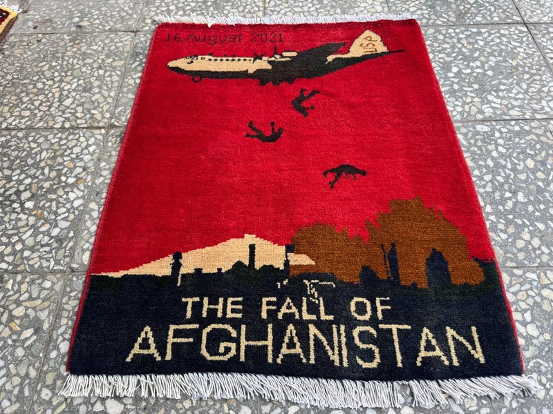 2x3 Afghan Hand Knotted War Rug Fall of Afghanistan Red Wool Carpet New gallery