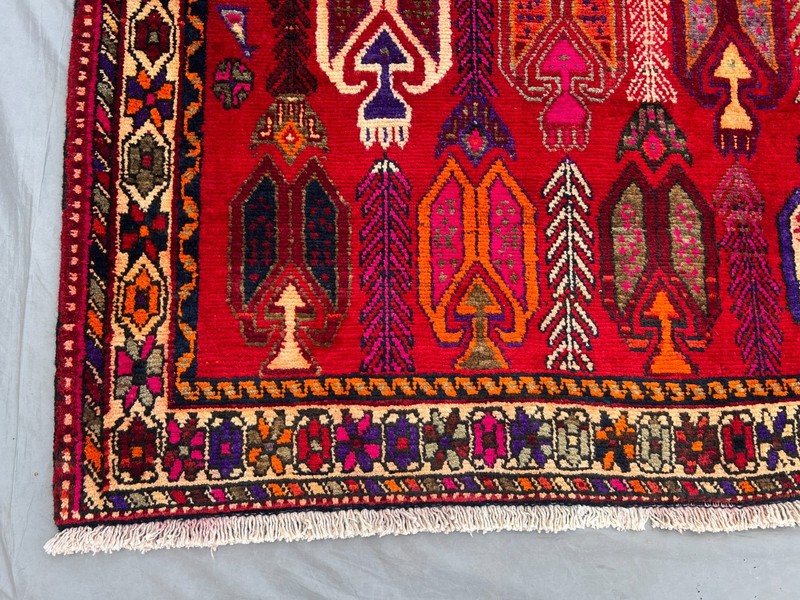 4'10 x 6'7 ft Vintage Afghan Handknotted Tribal Wool Red Geometric Area Rug gallery