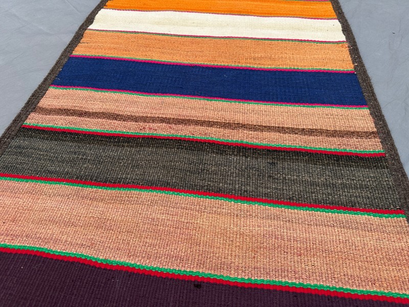 AFGHAN KILIM RUNNER STRIPED BOHO RUG HANDWOVEN WOOL FLATWEAVE NOMAD RUG 2x16 FT gallery