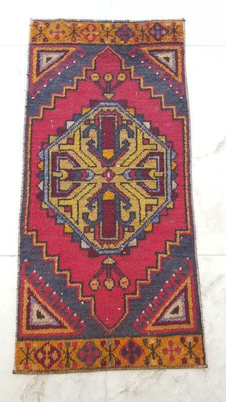 ANTİQUE HANDMADE RUGS Red Wool Rug Decorative Floor Rug Artistic Rug gallery